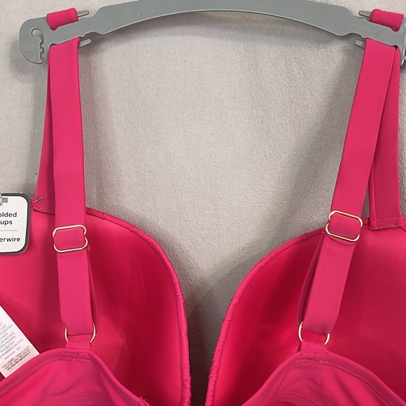 Summer Fuchsia/Hot Pink Smocked Bikini Swim Top -3X (24W-26W)-NWT- Time and Tru - Picture 13 of 16